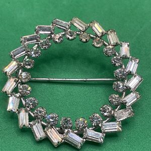 925 Sterling Silver Antique Art Deco Carl Art Rhinestone Circle of Life Brooch
